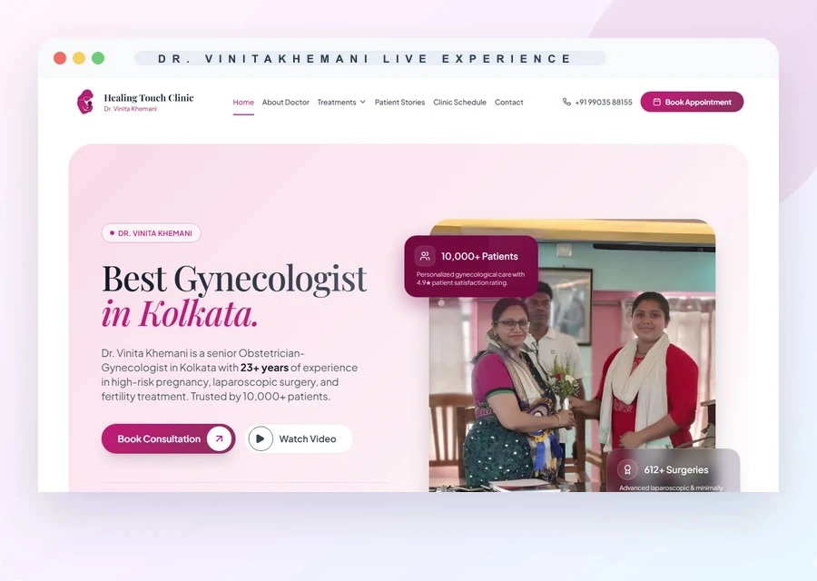 Dr. Vinita Khemani redesigned website mockup
