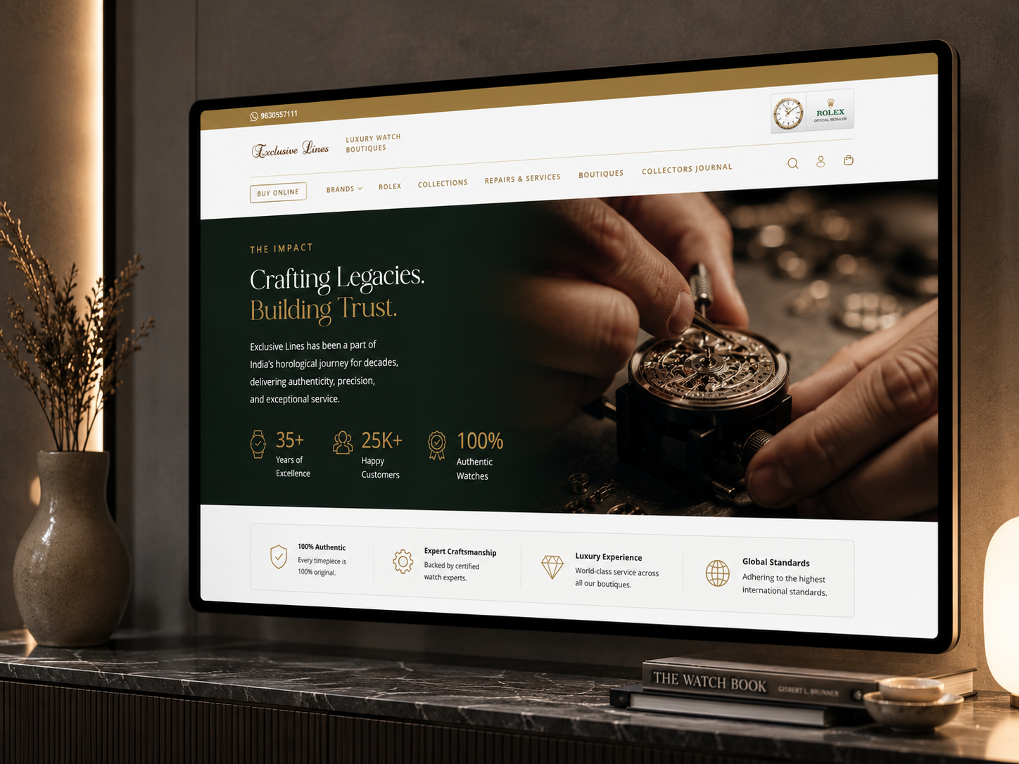 Exclusive Lines India brand story and watchmaking experience on a display