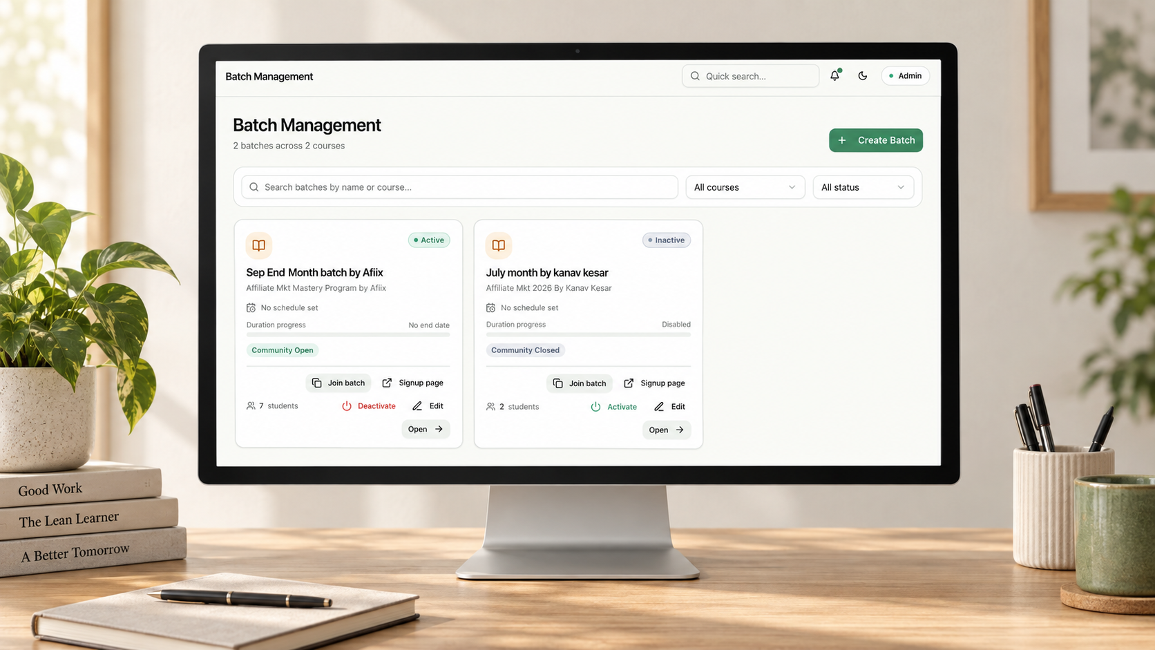 Orvix batch management workspace presented on a desktop monitor