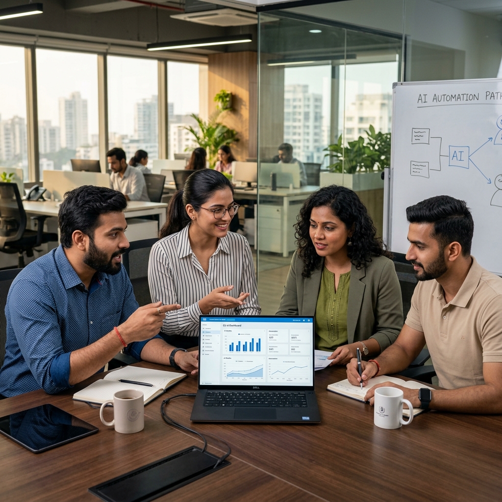 Illustration of a team collaborating on campaign strategy and analytics
